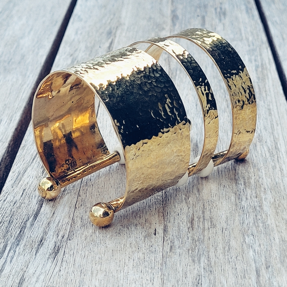Designer solid brass cuff bone beads bracelet … - Picture 6 of 6